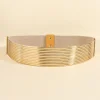 ceinture de taille dorée élastique pour femme, ceinture serrée brillante, ceinture large pour robe, haute qualité