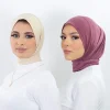 prêt à porter couverture complète intérieure instantanée hijab qualité supérieure jersey écharpe avec boutons à nouer au dos femmes musulmanes turban casquettes