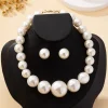 ensemble de bijoux luxueux et élégant avec perles artificielles/boucles d'oreilles et collier, adapté aux banquets quotidiens et aux cadeaux