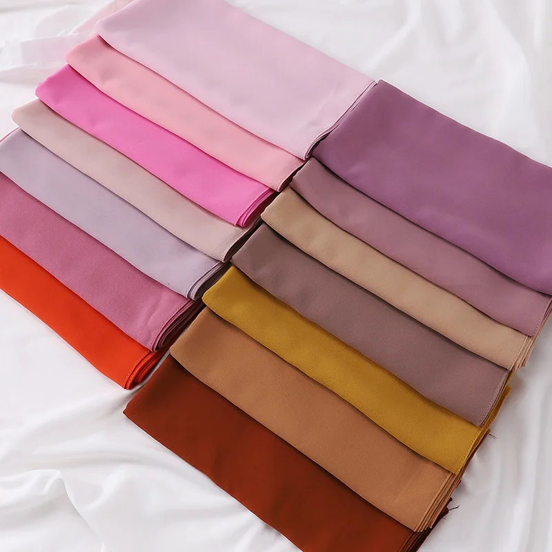 90*90cm bandeau lourd en mousseline de soie carré écharpe musulmane hijabs femmes sous écharpe mode décontracté couleur unie hijab