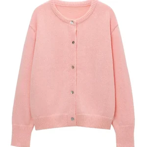 Cardigan décontracté à simple boutonnage pour femmes, col rond doux, pull à manches longues, streetwear chic pour femmes, mode