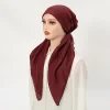 Casquettes Hijab pour femmes musulmanes, foulard féminin, mouchoir, long, coton, lin, doux, élastique, design innovant, document solide