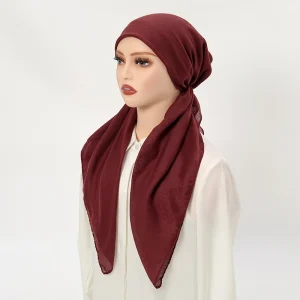 Casquettes Hijab pour femmes musulmanes, foulard féminin, mouchoir, long, coton, lin, doux, élastique, design innovant, document solide