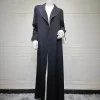 eid musulman abaya pour les femmes robe fendue maroc robes de soirée ramadan imprimer plissé abayas caftan islam dubaï arabe longue robe 2024
