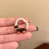 bagues en perles de chiot délicates pour femmes et filles, ensemble de bagues en imitation de perles de dessin animé, accessoires de bijoux à la mode, cadeaux pour étudiants