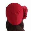 chapeau turban à grandes fleurs pour femmes, bonnet de tête de gril élastique, enveloppes de tête musulmanes, casquettes bandana pour dames, accessoires pour cheveux, document solide, mode