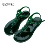 Sandales plates en gelée pour femmes, confort d&rsquo;eau, plage d&rsquo;été, tongs florales pour dames, diapositives à sangle en T