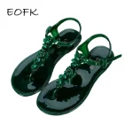 Sandales plates en gelée pour femmes, confort d&rsquo;eau, plage d&rsquo;été, tongs florales pour dames, diapositives à sangle en T