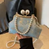 Style chinois brodé sac à bandoulière pochette femmes 2025 français Vintage luxe perle sac à main élégant mode fête de mariage sac à main