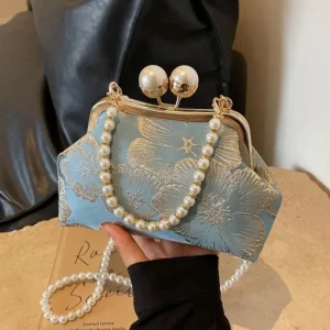 Style chinois brodé sac à bandoulière pochette femmes 2025 français Vintage luxe perle sac à main élégant mode fête de mariage sac à main