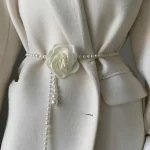 Ceinture de taille en perles pour femmes, 1 pièce, nouveau Style camélia, décorative, polyvalente, assortie, robe, manteau, veste, mode, ceinture élégante