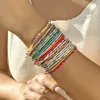 ensemble de bracelets bohème en perles de riz colorées pour femmes, extensible, réglable, chaîne enroulée empilée, bijoux à main, cadeau de plage d'été