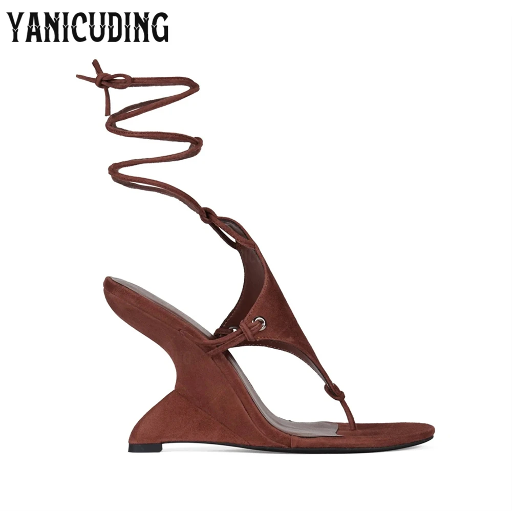 sandales tongs compensées sculptées, sandales d'été à bout rond, style nouveauté, bride à la cheville, sandales d'été multicolores pour femmes