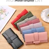 portefeuille long en cuir élégant pour femme, pochette à trois volets, porte cartes de crédit pour femme, sac à main rose mignon avec poche à monnaie zippée
