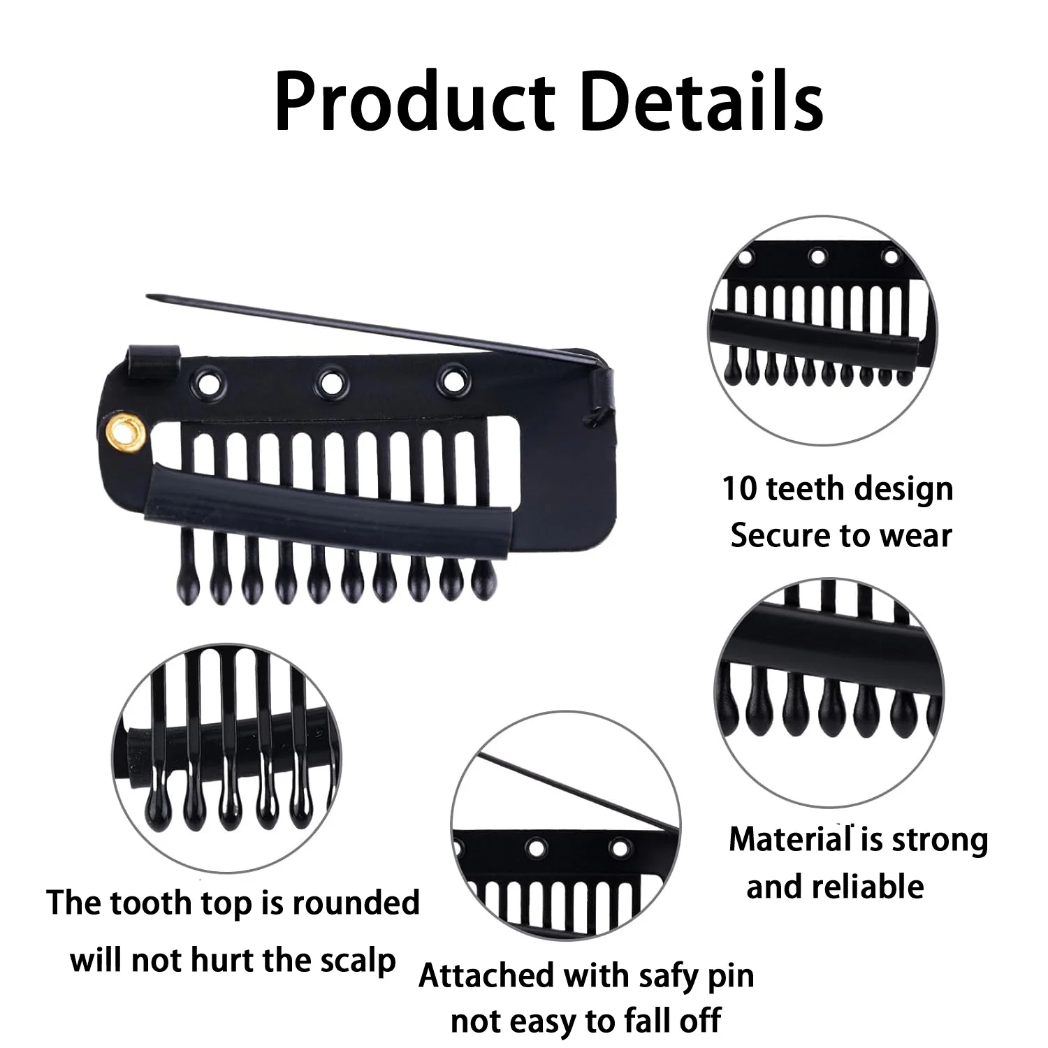 5 pièces pince à perruque avec épingles de sûreté sans couture chunni grip dupatta réglage clips pour filles femmes perruque foulard hijab & tikka