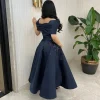 Robe de soirée marine personnalisée, élégante, épaules dénudées, ligne A, longueur cheville, robe de soirée formelle en Satin, 2025