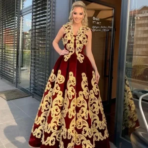 Caftan marocain bordeaux, robes de soirée musulmanes, avec des Appliques en velours, Abaya arabe de dubaï, robe islamique personnalisée