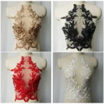 Patch de col en tissu brodé en dentelle, couture de fleurs, pour robe de soirée de mariage, vêtements de mariée, artisanat de bricolage