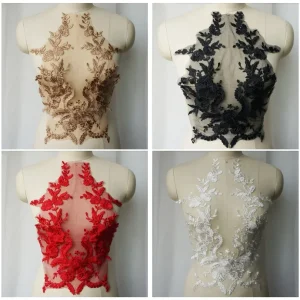 Patch de col en tissu brodé en dentelle, couture de fleurs, pour robe de soirée de mariage, vêtements de mariée, artisanat de bricolage