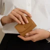 porte monnaie élégant en grain de litchi, pochette courte ultra fine pour femmes, portefeuille court multifonction avec fermeture éclair, porte cartes en cuir pu