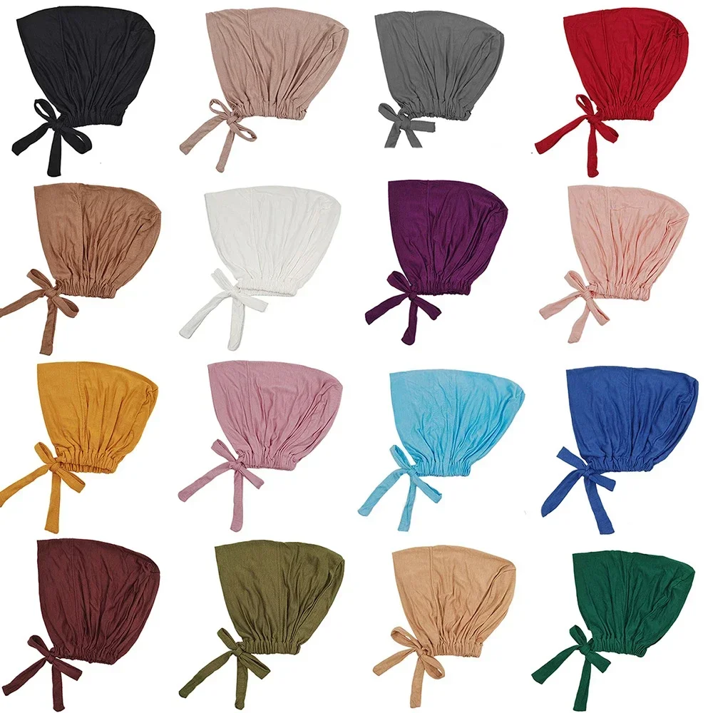 modal musulman turban chapeau intérieur hijab casquettes islamique sous écharpe bonnet inde chapeau femme bandeau turbante mujer hijab casquette avec corde
