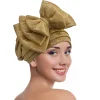 casquette turban femme élégante avec nœud multicouche africain prêt gele couvre chef dame bandeau bonnet or turbante mujer