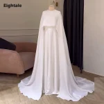 Eighale – robe de mariée arabe, manches longues, ligne a, col rond, musulmane, Simple, blanc, ivoire, personnalisée