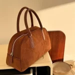 Sac fourre-tout en daim marron Vintage, sac à main Boston de luxe de styliste de haute qualité, nouvelle collection hiver 2025 pour femmes, sac à main coréen pour dames