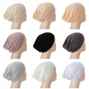 1pc couleur unie simple turban casquette élastique casquette intérieure bandeau décontracté bonnet sous écharpe ramadan hijab foulard chimio chapeaux