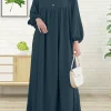 robe abaya modeste pour femmes musulmanes robe simple à manches bulles col rond robe abaya islamique respirante