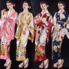 Robe Kimono japonaise traditionnelle avec Obi pour femmes, Geisha Haori Yukata, Costume imprimé floral, robes aérées