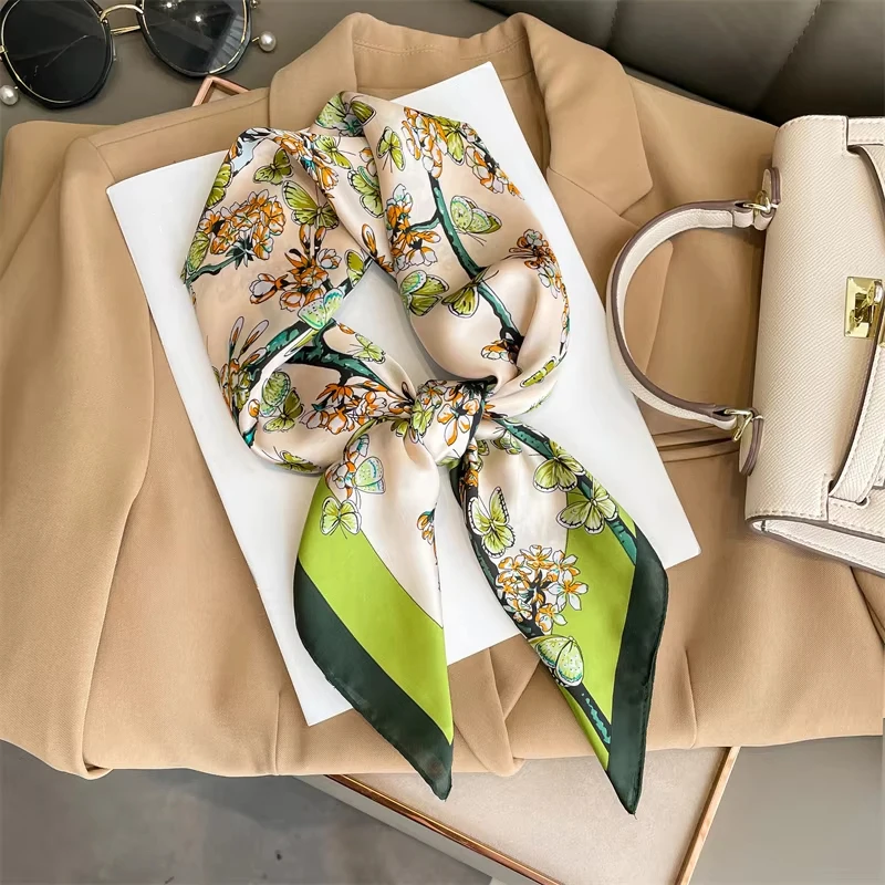 injplanchers f carré de luxe pour femmes, bandes de cheveux hijab, foulard de la présidence, châle en satin féminin, ruban de sauna, enveloppes de mode, bandana, 2024