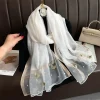 grand foulard fin et Élégant avec broderie papillon, châle hijab de luxe pour femme