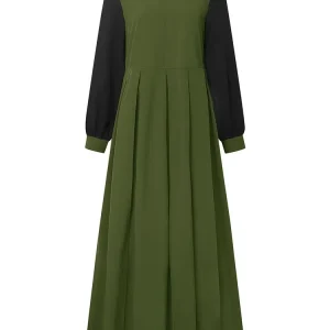 ZANZEA Ramadan musulman Abaya Robe dubaï Hijab robes femmes automne à manches longues Patchwork Robe plissée Robe d&rsquo;été Robe islamique