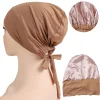 bonnet hijab en satin modal double couche, sous capuchon islamique avec cravate, hijabs instantanés pour femmes, foulards turcs, turban musulman, bandana
