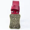 ceinture en cuir véritable à motif arabique, boucle en métal, design floral de vigne islamique rétro, fleur royale sculptée, ceinture décorative