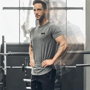 Vêtements d&rsquo;entraînement de musculation pour hommes, vêtements de sport décontractés à manches courtes, chemises en coton, Fitness d&rsquo;été, T-Shirts respirants et ajustés