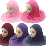 Vêtements de sauna pour enfants, Hijab musulman en biscuits, casquette Amira instantanée, écharpe pour filles, châles, turban arabe malaisien, 1 pièce