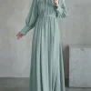 zanzea hijabs femmes modeste maxi robes élégant luxe col à volants taille attachée à manches longues robe longue musulmane abaya robes s 3xl