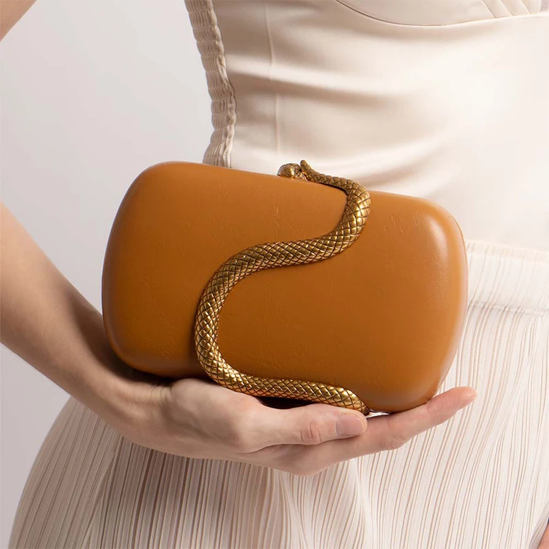 Pochette de soirée serpent, sac à bandoulière de styliste élégant à motif Python pour femmes, sac de boule en forme de boîte à chaîne, sac à main pour Banquet de mariage