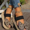 sandales à semelle épaisse compensée pour femmes, sexy, imprimé léopard, nœud, pour les déplacements quotidiens, plage, fête, loisirs, mode, sandales polyvalentes