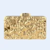 pochette de soirée élégante à texture feuille d'or, sac à main de boîte en acrylique de luxe, mini sac à main carré noble pour femmes, fête et banquet