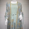 musulman élégant vert brodé abaya broderie motifs floraux conception de ceinture pour les mariages des Émirats américains de dubaï célébrations du ramadan formelles