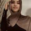 Foulard Hijab Musulman en Mousseline de Soie pour Femme, Long, Solide, Document, Tête Ronde, Voile, Jersey