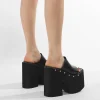 gdgydh populaire style européen et américain sandales à talons compensés à semelles épaisses pour femmes plate forme pantoufles classiques en plein air noir