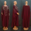 abaya musulman robes pour femmes col rond perles caftan robe de prière islamique afrique robe en mousseline de soie robe de soirée de vacances en vrac