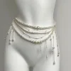 chaînes de taille en perles rétro pour femmes, élégantes, multicouches, ceinture à pampilles, bijoux, accessoires pour vêtements, décorations de taille polyvalentes
