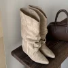 chaussures plates femmes bottes hautes daim bout pointu chaussures de créateur hiver robe de luxe femme 2025 nouvelle mode sexy chelsea botas de mujer