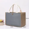 sac fourre tout en toile de jute avec bouton pour femme, sac à main cadeau de grande capacité, respectueux de l'environnement, sac à provisions réutilisable, sac en chanvre
