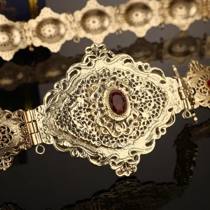 Ceinture algérienne couleur or pour femmes, Abaya marocain, bijoux de mariée, chaîne de taille arabe traditionnelle, cadeau